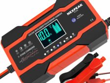 NEXPEAK NC201 10-Amp Battery Charger, Smart Trickle Charger 12V 24V Car Battery Charger Fully Automatic Maintainer Desulfator w/Temp Compensation for Car Truck Lawn Mower Boat Marine Batteries