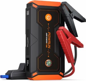 Powrun P-ONE Jump Starter, 2000A Portable Jump Box - Car Jump Starter Battery Pack for up to 8.0L Gas and 6.5L Diesel Engines, 12V Battery Jump Starter with Carry Case (Orange)